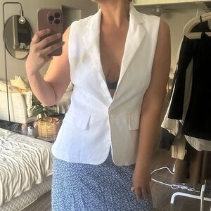 Alice + Olivia White Button Vest Quiet Luxury Casual Size Small